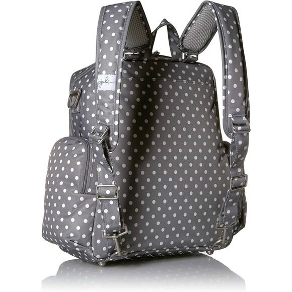 JuJuBe Nurtured Large Breast Pump Backpack Diaper Baby Bag Polka Dot Gray White - Picture 11 of 11